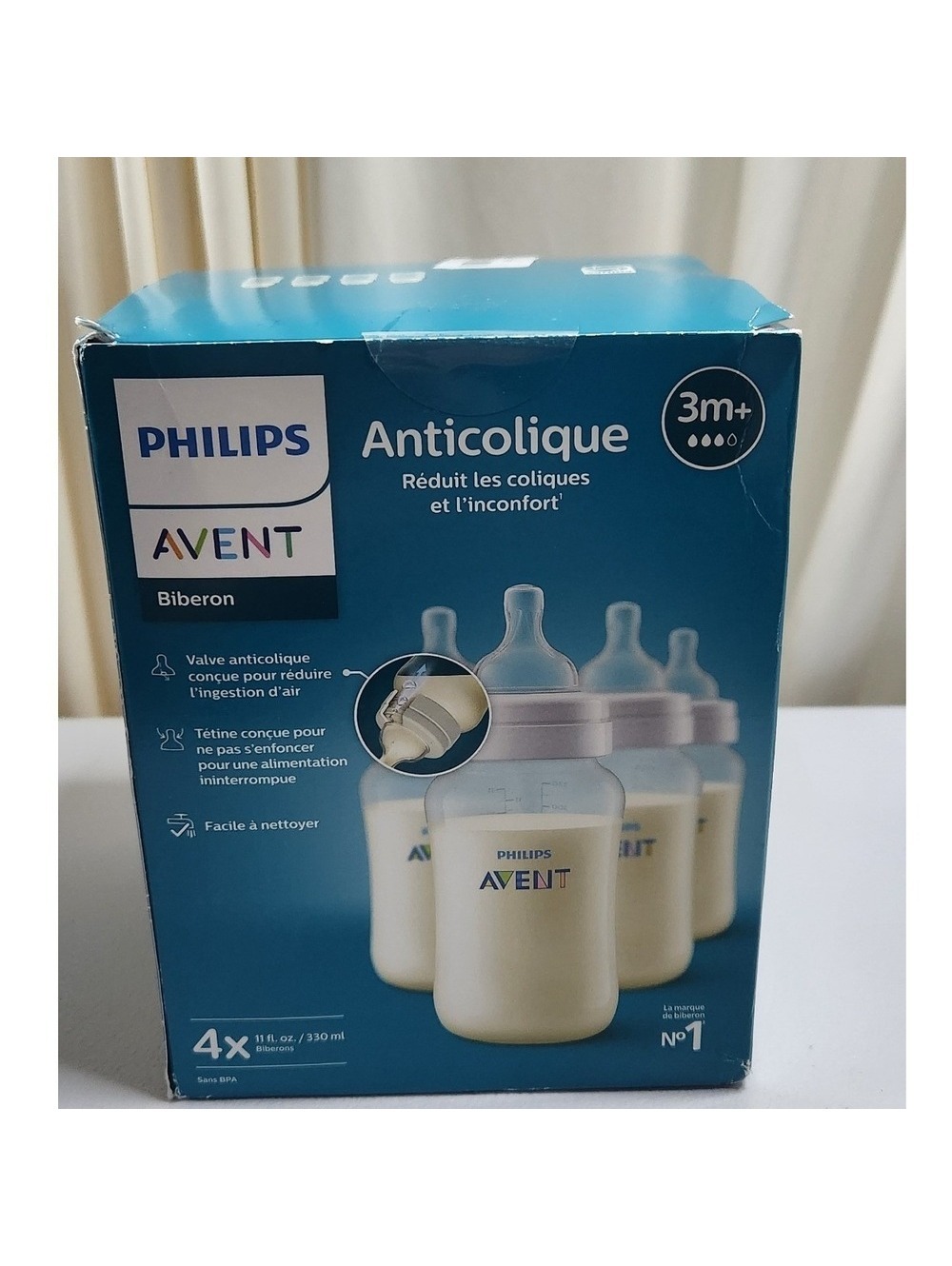 Philips Avent Anti-colic Baby Bottle 11oz 4-Pack Clear 3m+
